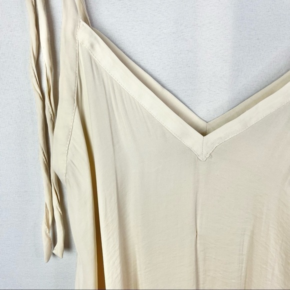 Zara Off White Flowing V-Neck Tie Strap Tank Top S - Picture 3 of 3